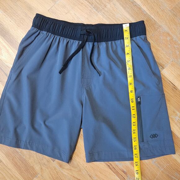Leg3nd Athletic Gym Shorts M Gray‎ Drawstring Zip Pockets Stretch - Picture 7 of 11